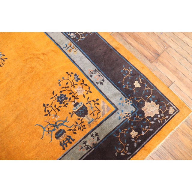 Orange 20th Century Zabihi Collection Pumpkin Color Chinese Room Size Rug - 9' x 11'6" For Sale - Image 8 of 10