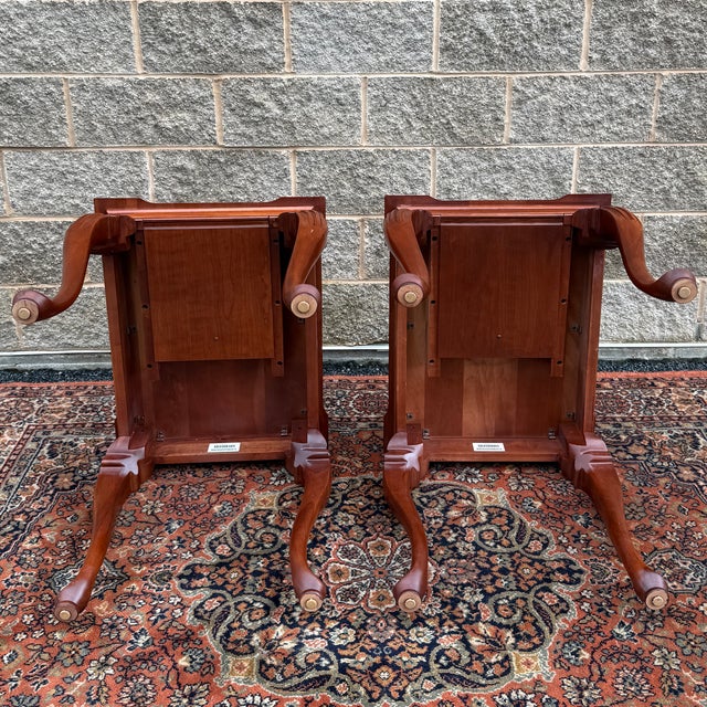 1990s Knob Creek Penn Manor Collection Queen Anne Solid Cherry Tea Tables - A Pair (31-8224) For Sale - Image 13 of 17