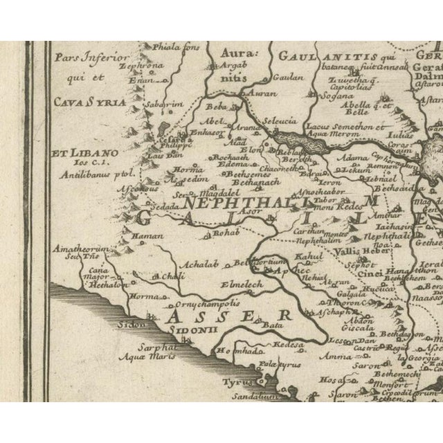 Gold Antique Biblical Holy Land Map, 1703 For Sale - Image 8 of 10