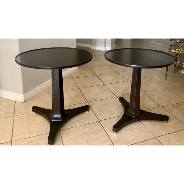 Traditional Pair Kittinger Tripod Dark Walnut End Side Table For Sale - Image 3 of 13