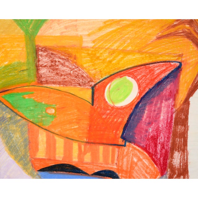Orange Masque - Abstracted Portrait in Conte Crayon on Paper by Michael William Eggleston For Sale - Image 4 of 6