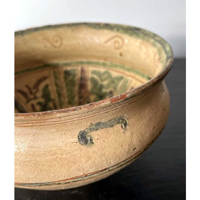 Ceramic Antique Islamic Ceramic Glazed Splashed and Sgraffito Decoration Bowl For Sale - Image 7 of 13