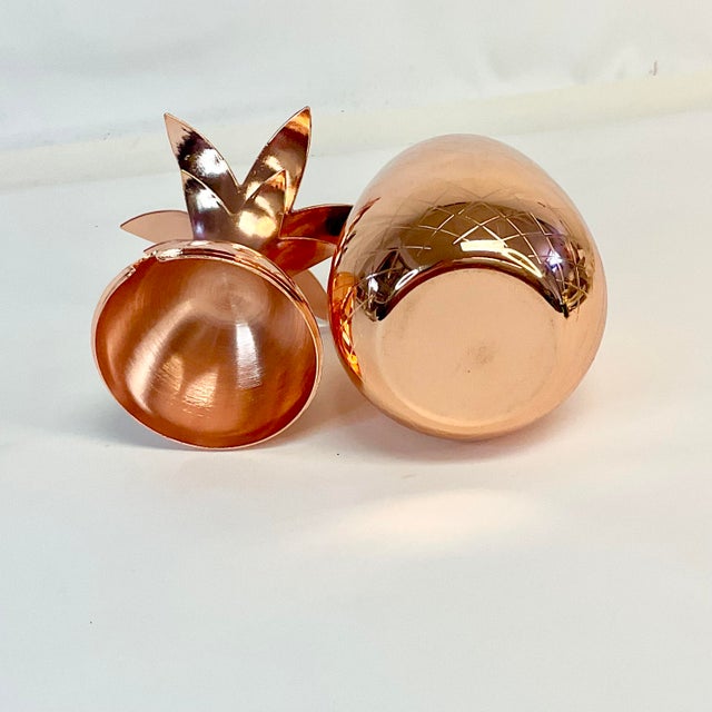 Vintage Coastal Hollywood Regency Copper Pineapple Lidded Condiment Dish. For Sale - Image 9 of 9