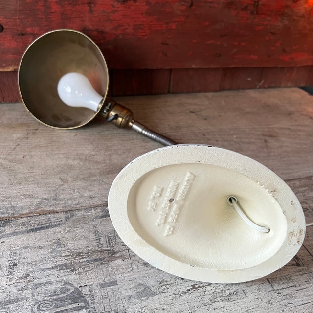 Vintage Adjustable Brass & Cast Iron Gooseneck Desk Lamp For Sale - Image 11 of 16