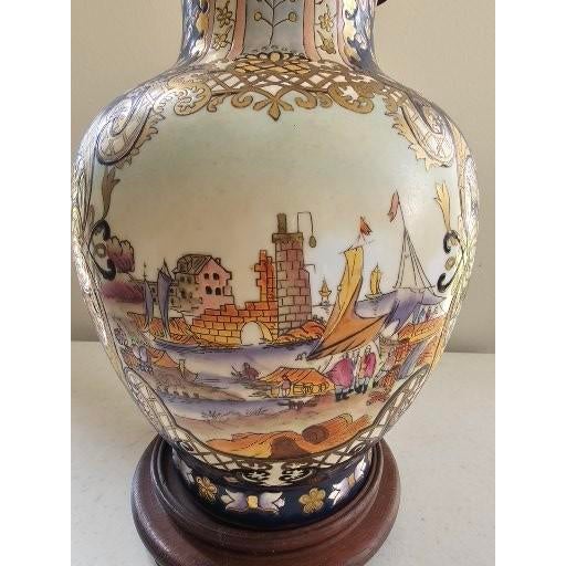 Vintage Asian Porcelain Table Lamp For Sale - Image 4 of 10