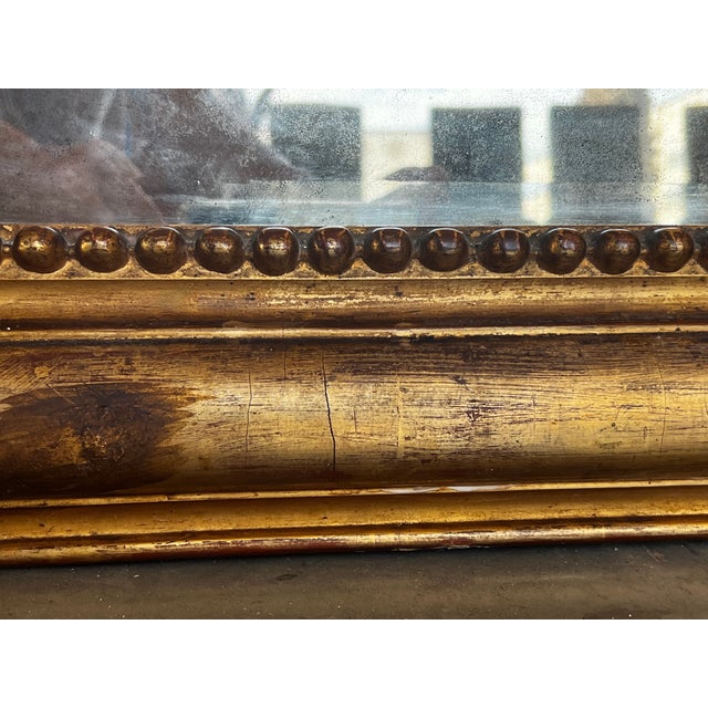 19th Century French Empire Period Carved Giltwood Rectangular Mirror With Crest For Sale - Image 9 of 10