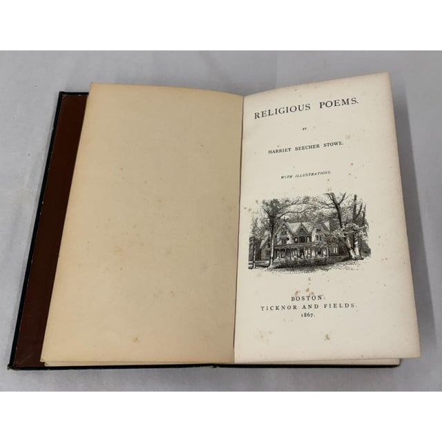 Antique 1867 Harriet Beecher Stowe Signed 1st Ed Book - Religious Poems - Autographed Stanza For Sale - Image 6 of 15