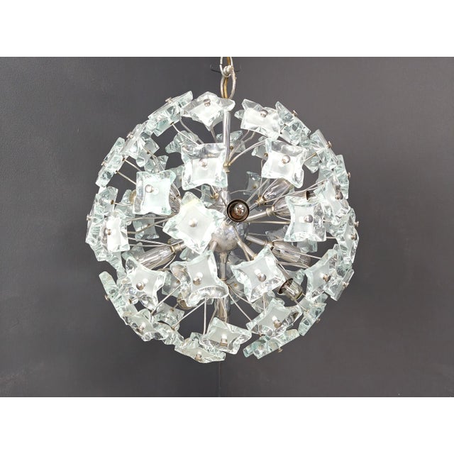 Glass Brutalist Sputnik Chandelier in Glass, 1970s For Sale - Image 7 of 16