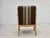 Danish Armchair in Striped Furniture Wool and Carved Oak Wood, 1970s For Sale - Image 10 of 17