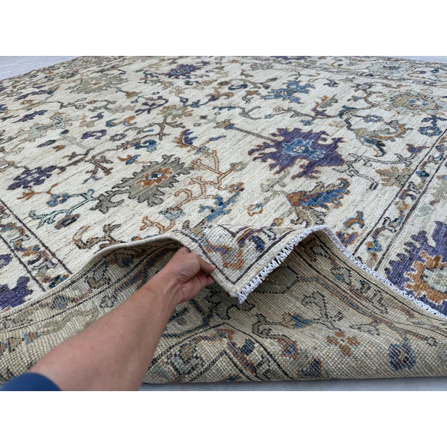 Ivory & Violet Oushak Rug 8x10 For Sale - Image 4 of 9