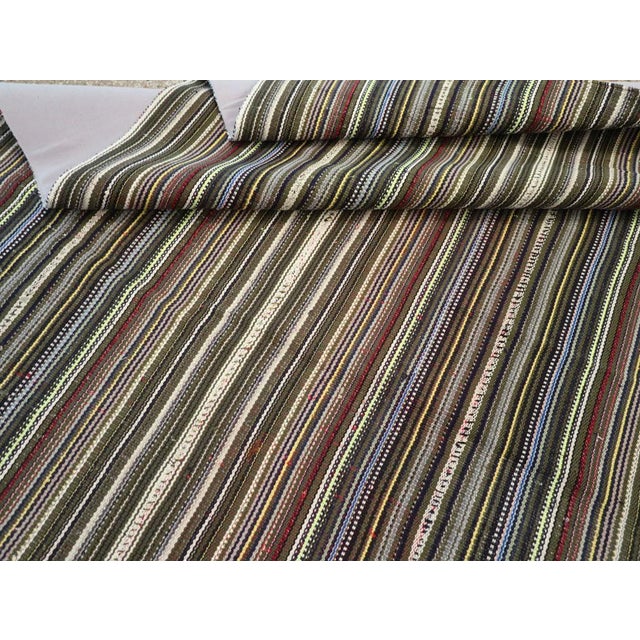 Brown Galerie Shabab Collection Mid-20th Century Handmade Turkish Flatweave Kilim Small Square Room Size Carpet For Sale - Image 8 of 8