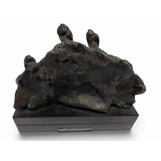 Vintage Phyllis Kresnoff Mid-Century Brutalist Figural Bronze Sculpture For Sale - Image 4 of 7
