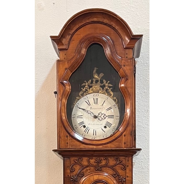 Wood 18th Century Tall French Cherry Horloge/ Case Clock For Sale - Image 7 of 12