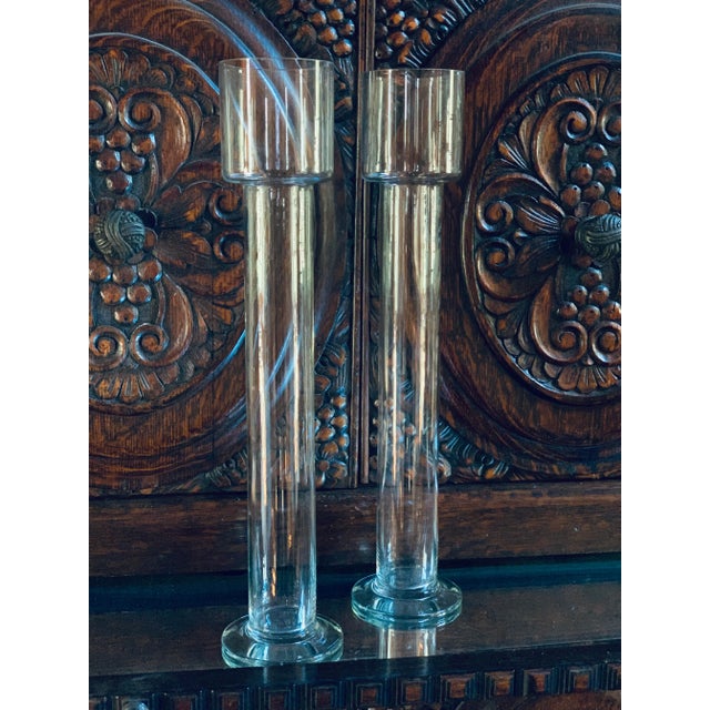 Vintage Mid-Century English Decorative Blown Art Glass Vases/Votive Candle Holders- a Pair For Sale - Image 11 of 12