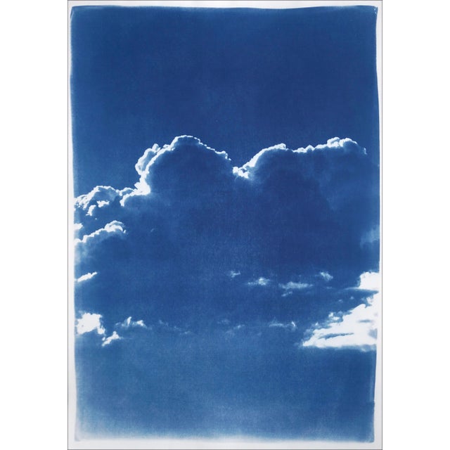 Royal Blue "Serene Cloudy Sky" Contemporary Cyanotype Triptych Prints - Set of 3 For Sale - Image 8 of 12