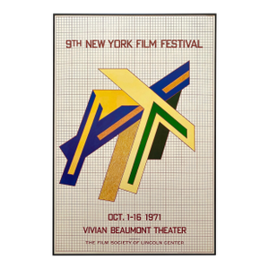 Frank Stella Vintage 1971 Mid Century Modernist Lithograph Print Framed Extra Large " 9th New York Film Festival " Poster