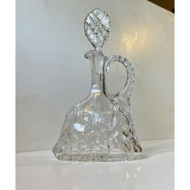 French Cut Crystal Port Decanter with Handle, 1950s For Sale - Image 8 of 8