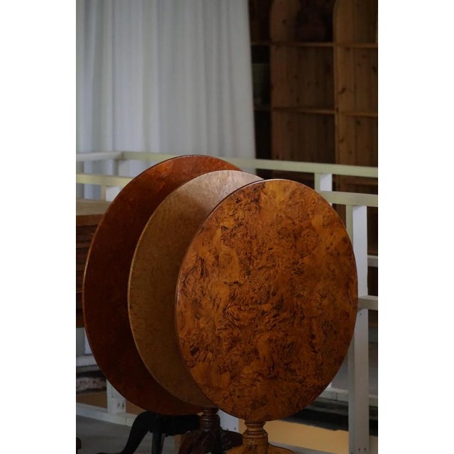 Antique Swedish Tilt-Top Occasional Table in Burl Wood, Early 19th Century For Sale - Image 16 of 17