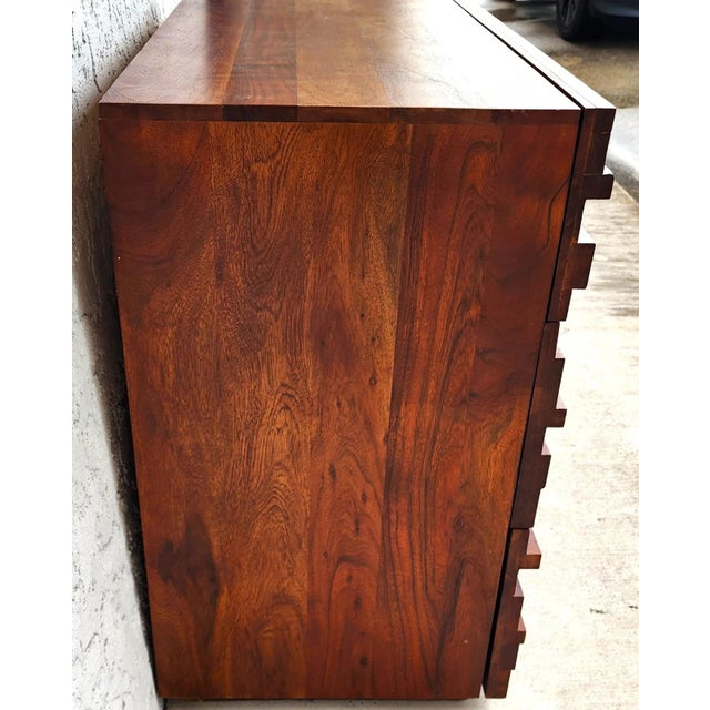 Late 20th Century MCM Solid Exotic Wood Bachelor Chest Dresser Rustic Brutalist For Sale - Image 5 of 8