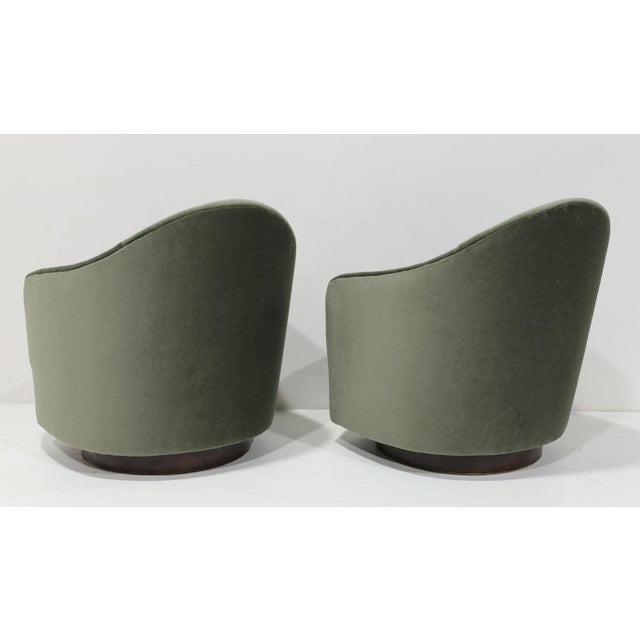 Milo Baughman Style Teardrop Lounge Chairs in Vendome Mohair For Sale - Image 9 of 9