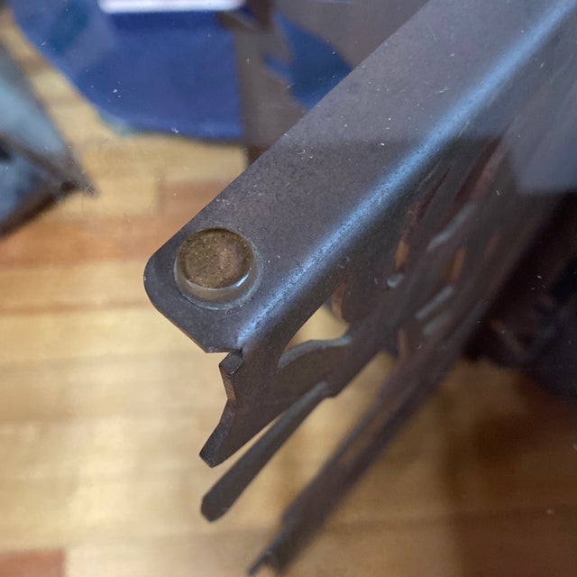 Copper Native American Influenced Metal Base Glass Top Coffee Table For Sale - Image 8 of 8