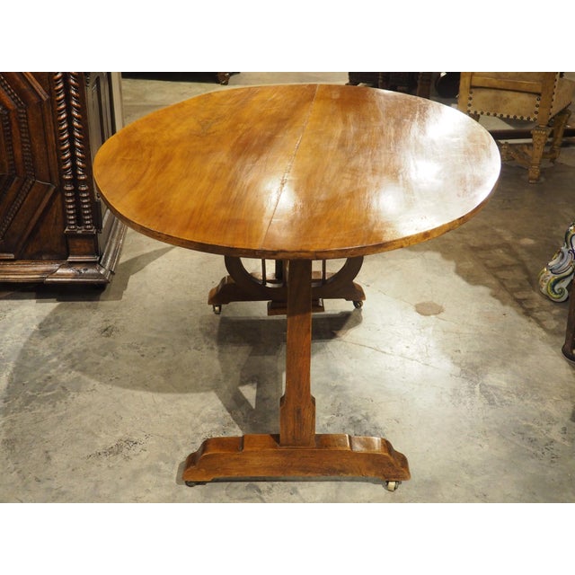 Antique French Cherrywood Wine Tasting Table With Lyre Support, Circa 1890 For Sale - Image 9 of 18
