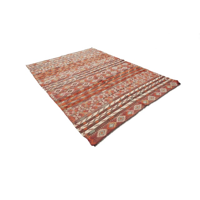 Traditional Embroidered Vintage Kilim Rug For Sale - Image 3 of 7