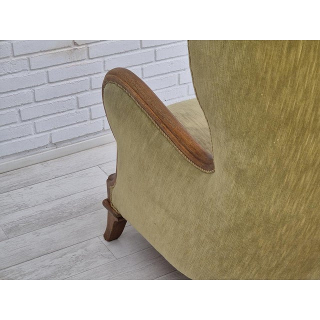 Danish Armchair in Furniture Velour and Oak, 1960s For Sale - Image 13 of 18