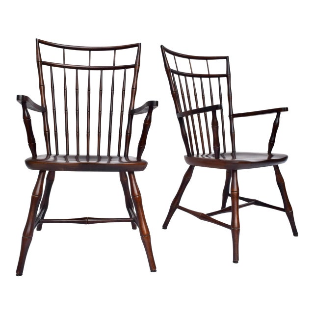 Nichols & Stone Birdcage Windsor Dining Armchairs Chairish
