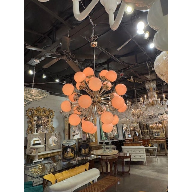 Modern Pink Murano Glass and Brass Sputnik Chandelier For Sale In Dallas - Image 6 of 6