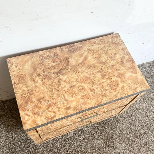 Postmodern Postmodern Cubic Burl Wood Laminate Nightstand/End Table For Sale - Image 3 of 9
