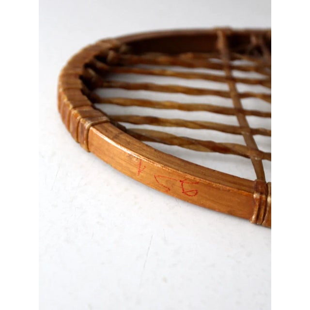 Wood 1940s Lund Wooden Snowshoe With Rawhide Webbing For Sale - Image 7 of 13
