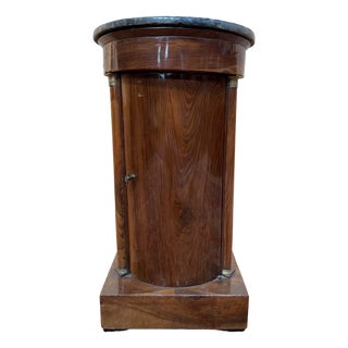 Empire Nightstand with Marble and Gilt Brass For Sale