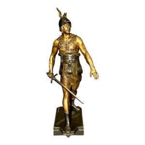 Late 19th Century Émile Picault French Bronze Warrior Sculpture “Vincere Aut Mori”