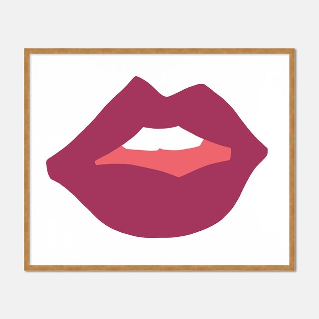 Angela Chrusciaki Blehm Kiss Me Magenta by Angela Chrusciaki Blehm in Gold Frame, Medium Art Print For Sale - Image 4 of 4