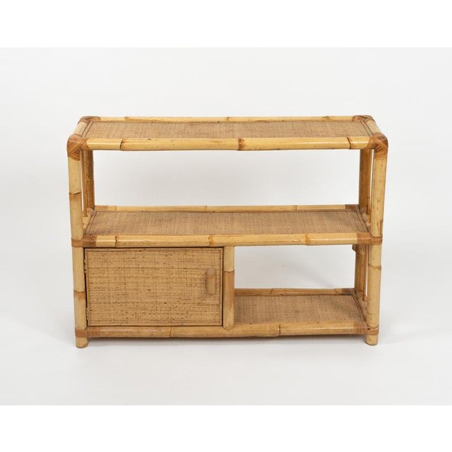 1970s Mid-Century Modern Cabinet Shelf in Rattan and Bamboo, Italy, 1970s For Sale - Image 5 of 14
