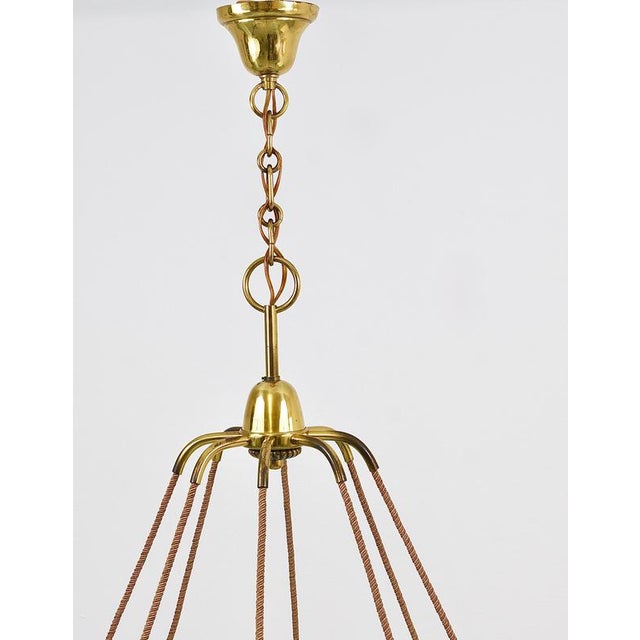 Large Viennese Modernism Curved Brass Wave Chandelier by Hugo Gorge, 1940s For Sale - Image 17 of 18