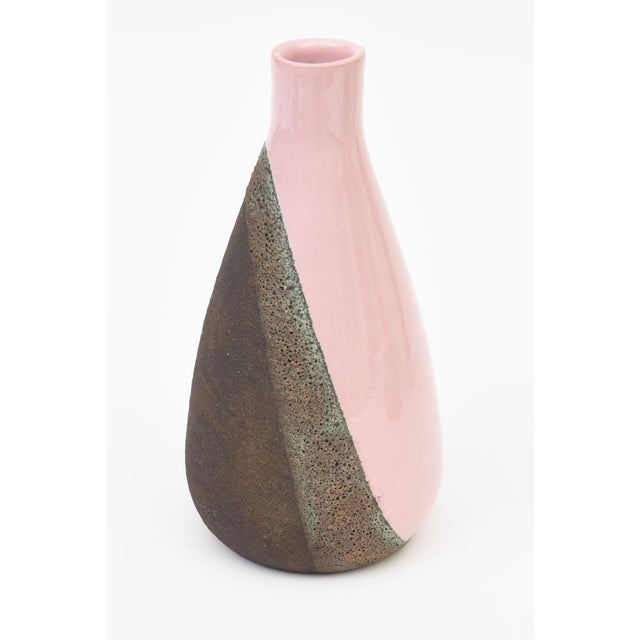 Pink Vintage Aldo Londi for Bitossi Rare Ceramic Vase, Vessel With Textured Glaze, 1960's For Sale - Image 8 of 11