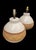 1990s Vintage Rattan Wrapped Off White Round Boho Ceramic Table Lamps- A Pair For Sale - Image 5 of 7