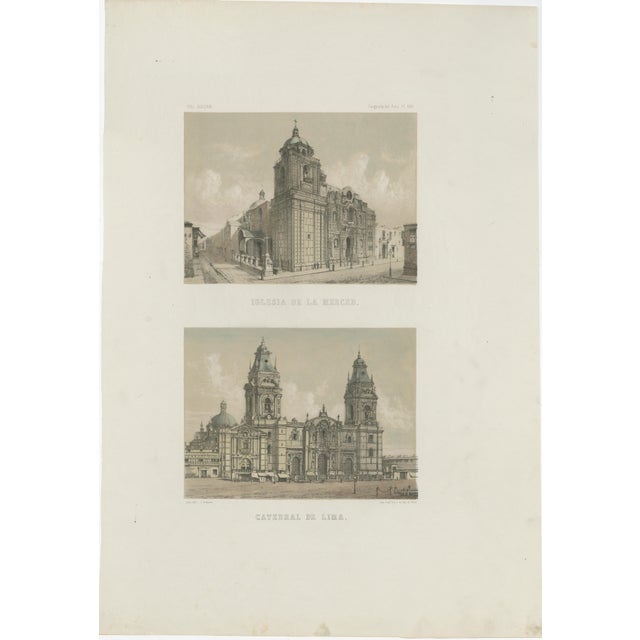 Paper Mariano Felipe Paz Soldán, Views of the Cathedral and La Merced Church, Lima, 1865, Print For Sale - Image 7 of 10