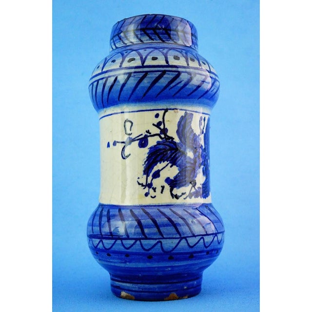 17th Century Albarello Pharmacy Jar in Ligurian Ceramic, Italy For Sale - Image 6 of 18