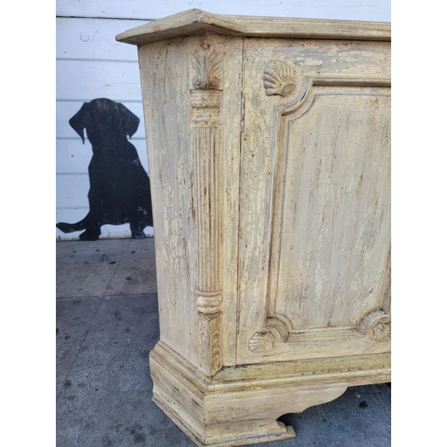 1980s Rustic Carved Wood Corner Hutch Cabinet For Sale - Image 15 of 18