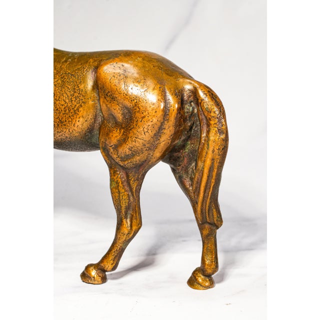 Wonderful Vintage Bronze Standing Horse Statue Sculpture Equestrian Home Decor For Sale - Image 10 of 12