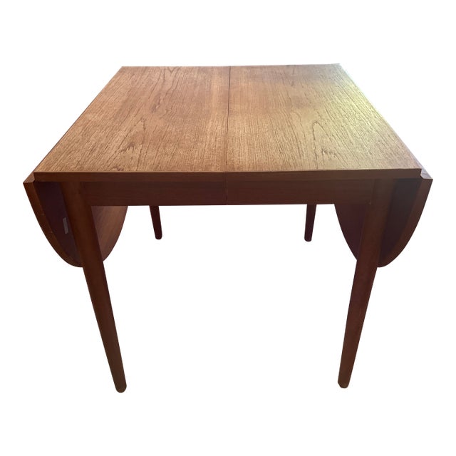 Danish Mid-Century Teak Drop-Leaf Dining Table For Sale