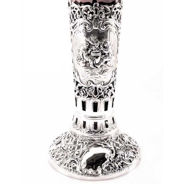 Austrian Sterling Vase With Ruby-Red Glass Liner For Sale - Image 4 of 6