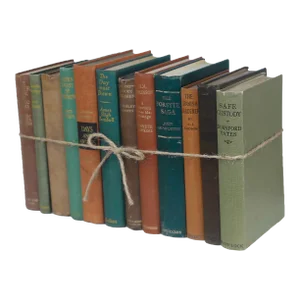Decorative Books - Vintage Cabin Book Bundle - 1 Foot of Brown and Green Books