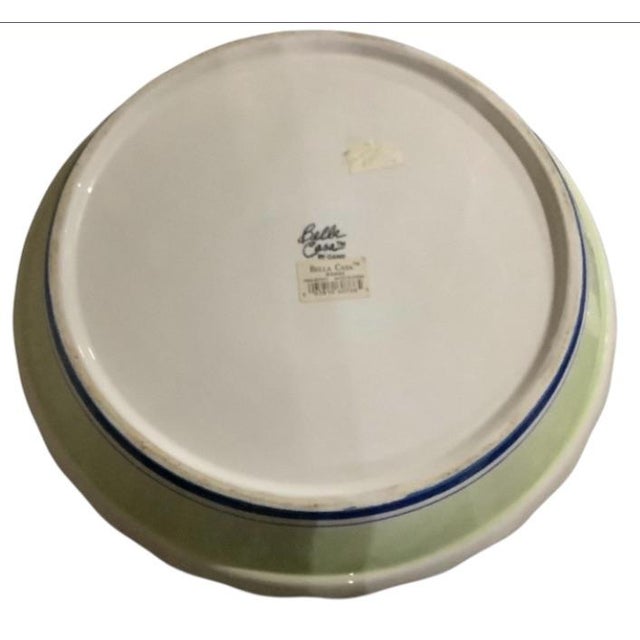 Vintage 2 Pc Bella Casa by Ganz Trompe L’Oeil Blue and White Plaid Peach 3d Fruit Kitchen Pie Saver Dish With Lid Peaches Scalloped Edge For Sale - Image 9 of 10