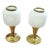 1950s Short Brass and Opaline Glass Table Lamps Pair For Sale