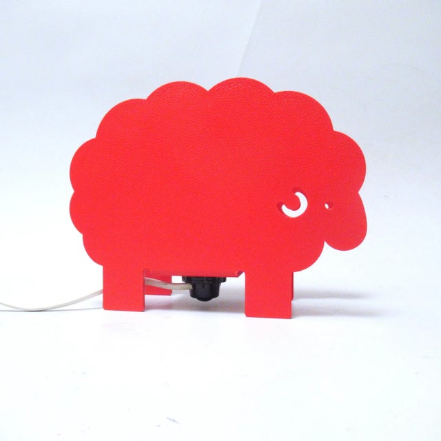 Vintage Italian Red Sheep Lamp, 1970, in Very Good conditions. Designed 1970 to 1979 European Plug (up to 250V).The wiring...