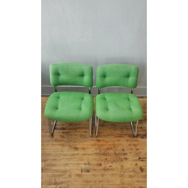 Steelcase 1970s Steelcase Cantilever Upholstered Side Chairs- a Pair For Sale - Image 4 of 8